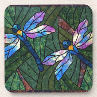 Stained Glass Dragonflies Coaster