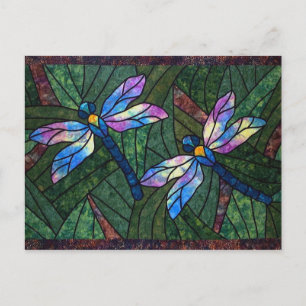 Stained Glass Dragonflies Postcard