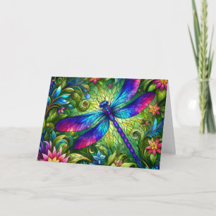 Stained Glass Dragonfly Birthday Card