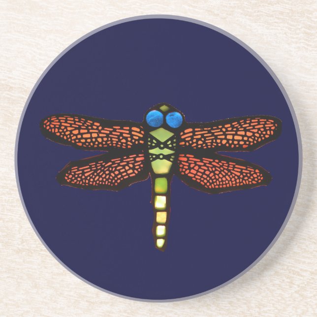 Stained Glass Dragonfly Coaster (Front)