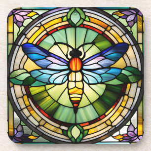 Stained Glass Dragonfly Coaster