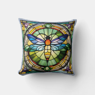 Stained Glass Dragonfly Cushion