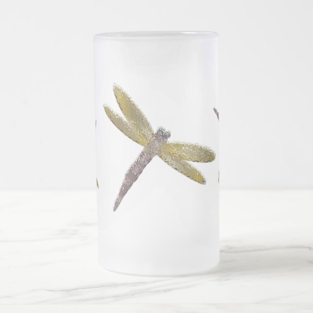 Stained Glass Dragonfly Frosted Mug (Center)