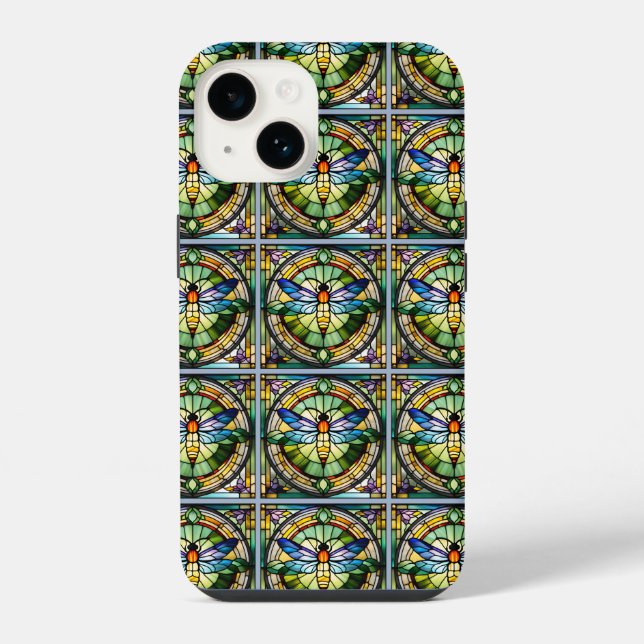 Stained Glass Dragonfly iPhone Case (Back)