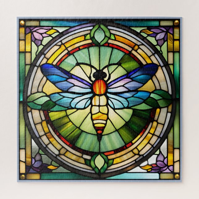 Stained Glass Dragonfly Jigsaw Puzzle (Vertical)