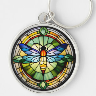 Stained Glass Dragonfly Key Ring