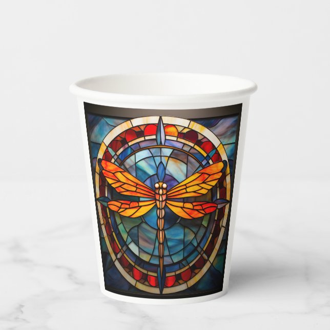stained glass dragonfly  paper cups (Front)