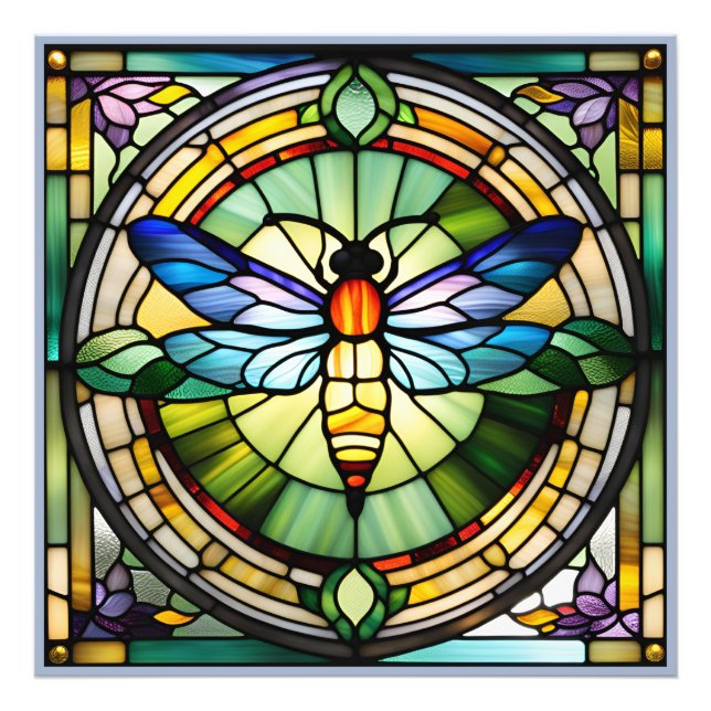 Stained Glass Dragonfly Photo Print (Front)