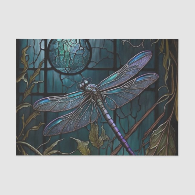 Stained Glass Dragonfly Shower Curtain Tissue Paper (Front)
