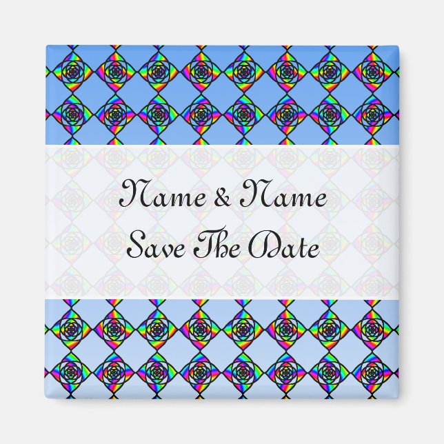 Stained Glass Effect Floral Pattern. Magnet (Front)