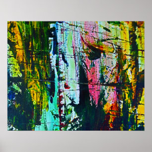 Stained glass effect modern abstract art painting poster