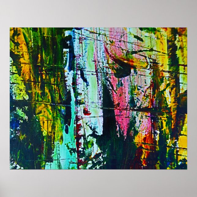 Stained glass effect modern abstract art painting poster (Front)