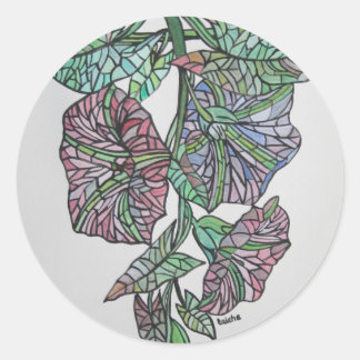 Stained Glass Effect Morning Glory September Birth Classic Round Sticker