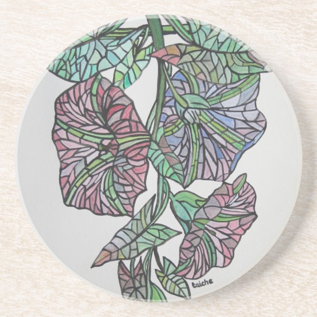 Stained Glass Effect Morning Glory September Birth Coaster (Front)
