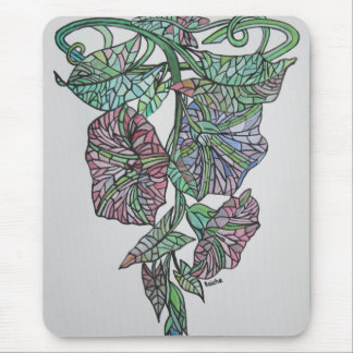 Stained Glass Effect Morning Glory September Birth Mouse Mat