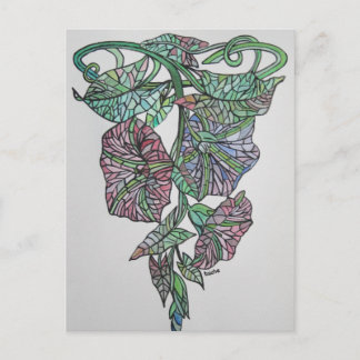 Stained Glass Effect Morning Glory September Birth Postcard