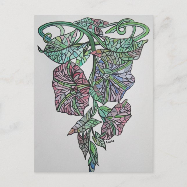Stained Glass Effect Morning Glory September Birth Postcard (Front)
