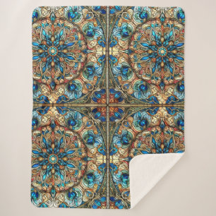 Stained Glass Elaborate Design Sherpa Blanket