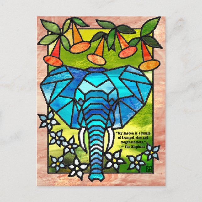 Stained Glass Elephant Postcards (Front)