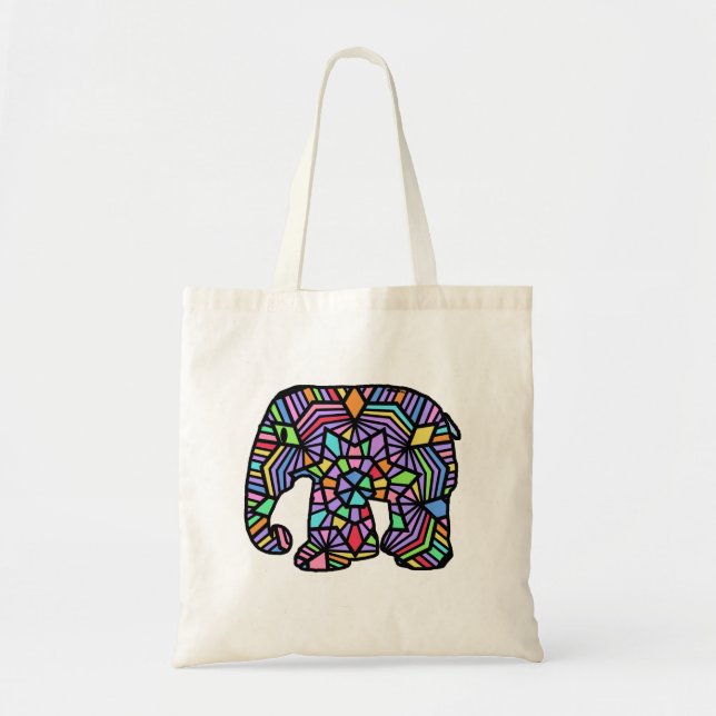 STAINED GLASS ELEPHANT TOTE BAG (Front)