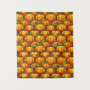 Stained Glass Fall Pumpkin Field  Tapestry