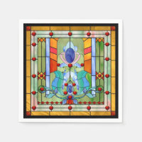 Stained Glass Fantasy Cocktail Napkin