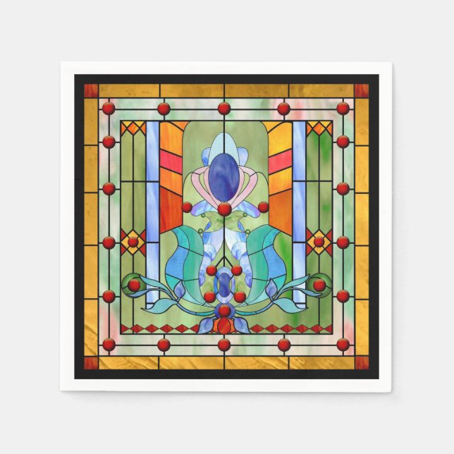 Stained Glass Fantasy Cocktail Napkin (Front)