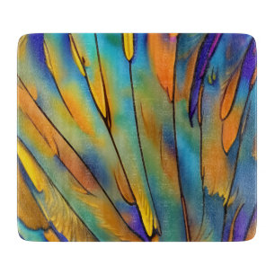 Stained Glass Feather AI Abstract Art    Cutting Board