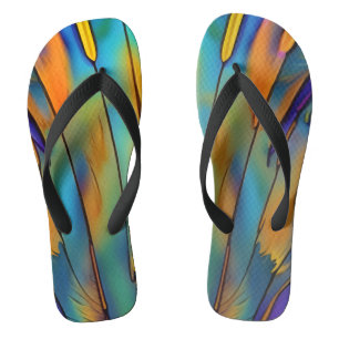 Stained Glass Feather AI Abstract Art Flip Flops