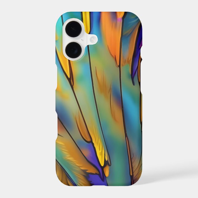 Stained Glass Feather AI Abstract Art   iPhone Case (Back)