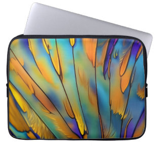 Stained Glass Feather AI Abstract Art   Laptop Sleeve