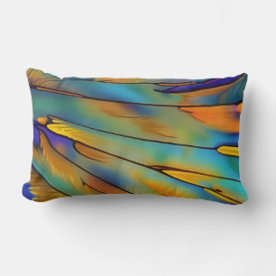 Stained Glass Feather AI Abstract Art Lumbar Cushion