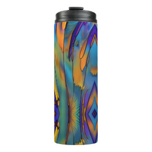 Stained Glass Feather AI Abstract Art Thermal Tumbler
