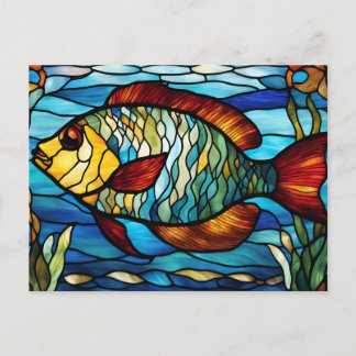 Stained Glass Fish Swimming in the Ocean Postcard