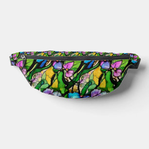 Stained glass floral design bum bags
