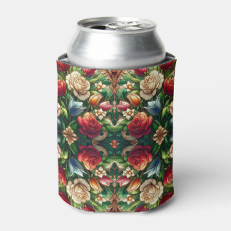 Stained Glass Floral Design Can Cooler