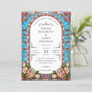 Stained Glass Floral Frame Wedding Invitation