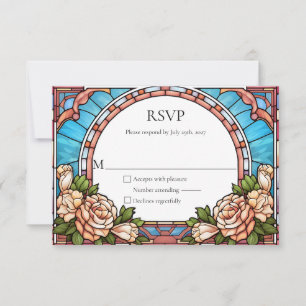 Stained Glass Floral Frame Wedding RSVP Reply