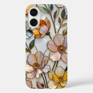 Stained Glass Floral iPhone Case Warm Pastel Gold