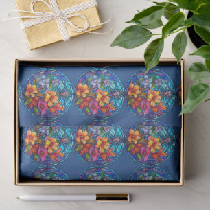 Stained Glass Floral Mosaic Art Design Tissue Paper