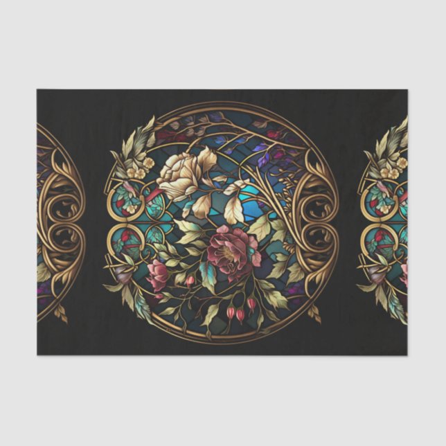 Stained Glass Floral Surprise Tissue Paper (Front)