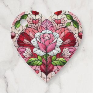 Stained glass floral Valentine's day Favour Tags
