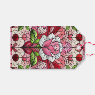 Stained glass floral Valentine's day Gift Tags
