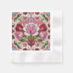 Stained glass floral Valentine's day Napkin