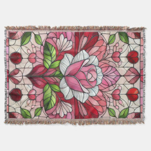 Stained glass floral Valentine's day Throw Blanket