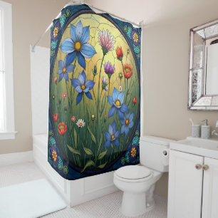 Stained Glass Florals Shower Curtain