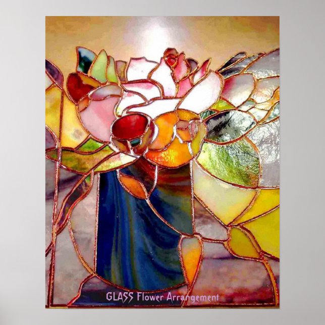 Stained Glass Flower Arrangement Elegant Poster (Front)