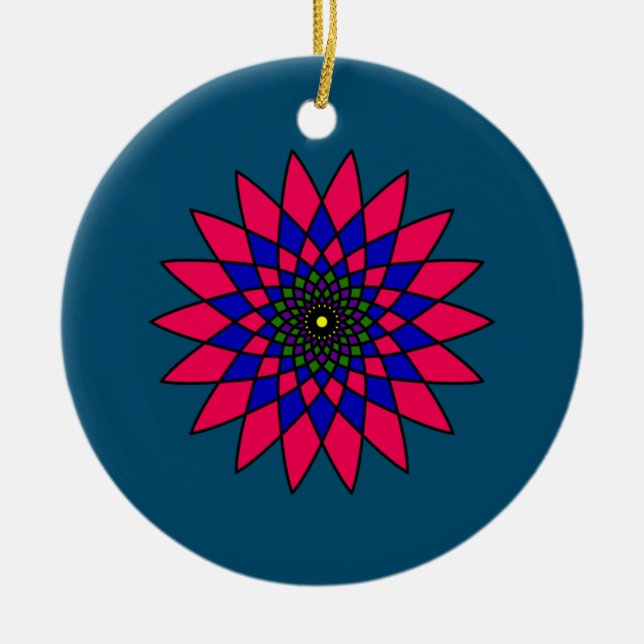 Stained Glass Flower Blossom  Ceramic Tree Decoration (Front)