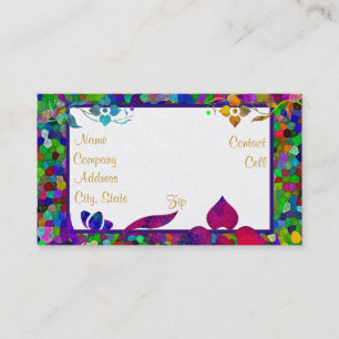 Stained Glass & Flower Border Business Card