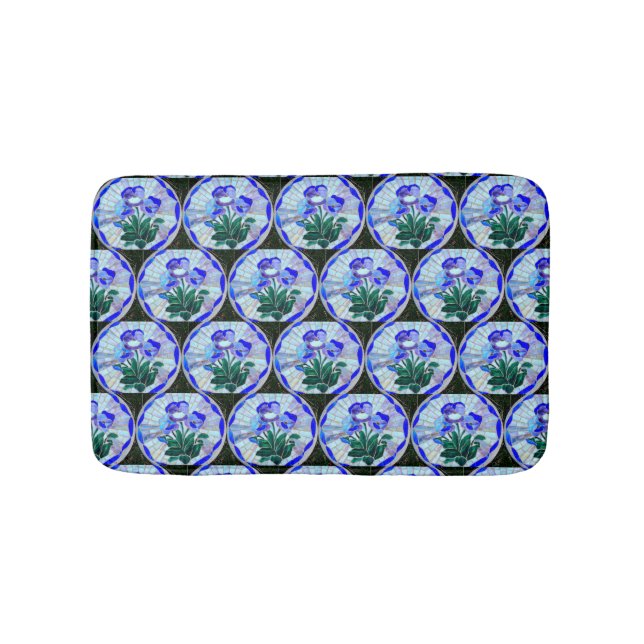 stained glass flower circles pattern bath mat (Front)